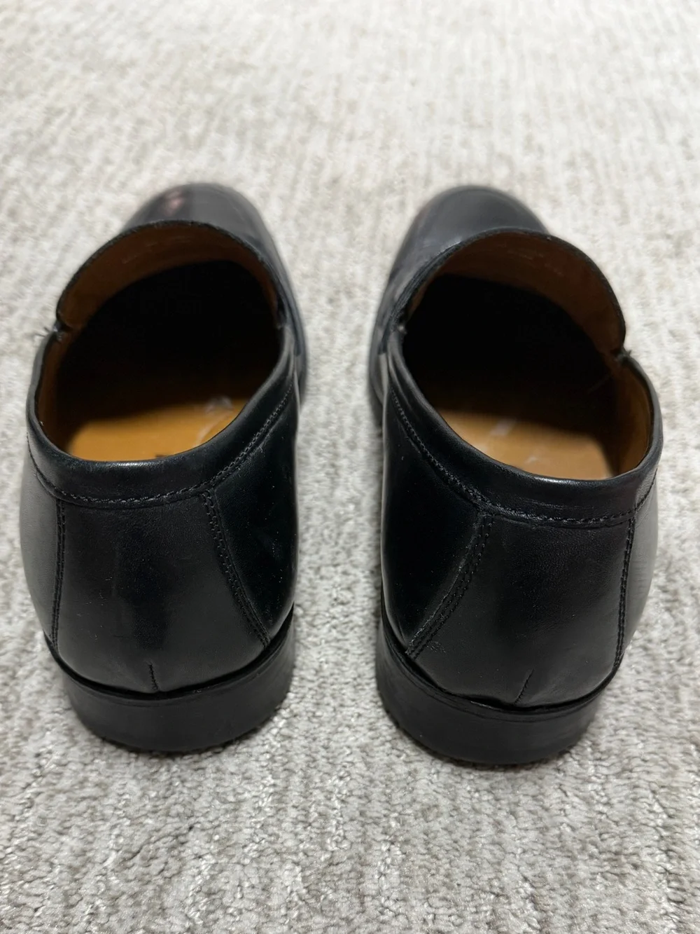 Johnston & Murphy Black Sheepskin Leather Penny Loafers Size 9.5M